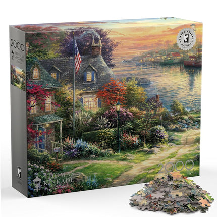 Ceaco - Silver Select - Thomas Kinkade - New England Harbor - 2000 Piece Jigsaw Puzzle for Adults - Challenging Puzzle Perfect for Game Nights - Finished Size is 38.50 x 26.50