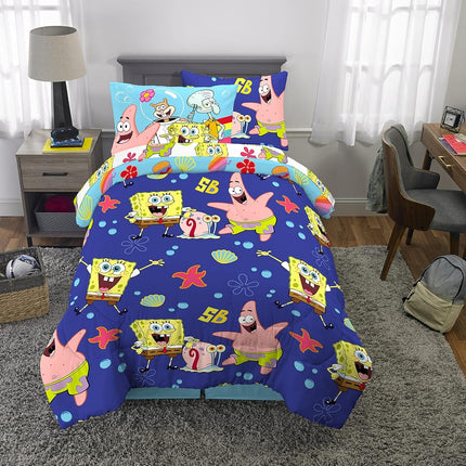 Franco Kids Bedding Soft Comforter and Sheet Set with Sham, 5 Piece Twin Size, Spongebob Squarepants