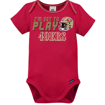NFL San Francisco 49Ers Juego de regalo de 3 piezas: body, pijama con pies y gorro para bebé, rojo San Francisco 49Ers Nuevo, 0-3 meses