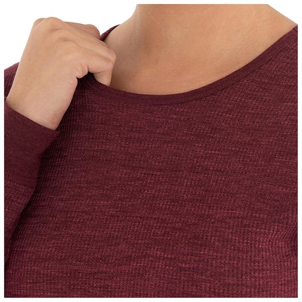 Fruit of the Loom Women's Micro Waffle Thermal Crew Top Pajama, Merlot Heather, Large