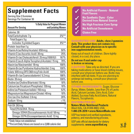 Nature Made Prenatal Gummy Vitamins with DHA + Folic Acid, 60 Ct to Support Baby’s Development†