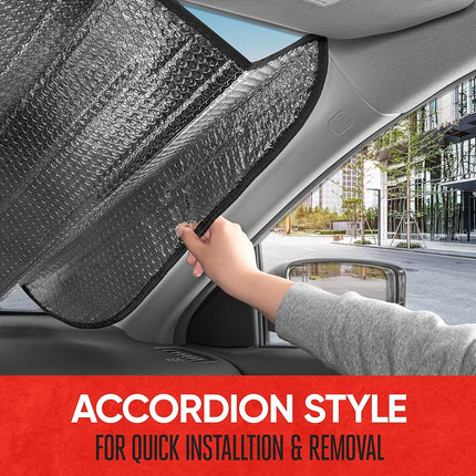 Pare-soleil avant Motor Trend - Pare-soleil accordéon jumbo pliable pour voiture, camion, SUV - Bloque les rayons UV, protection de pare-soleil - Maintient votre véhicule au frais - 167 x 68 cm