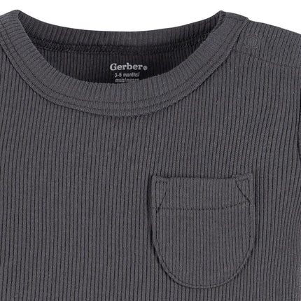 Gerber Unisex Baby Bodysuit and Shorts Set, Dark Grey, 24 Months