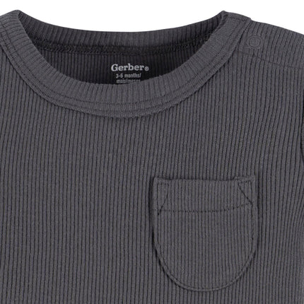 Gerber Unisex Baby Bodysuit and Shorts Set, Dark Grey, Newborn