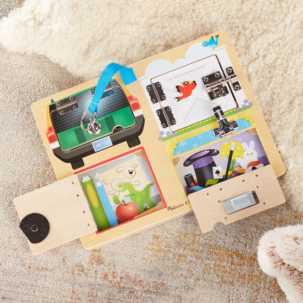 Melissa & Doug Locks & Latches Board Wooden Educational Toy (Sturdy Wooden Construction, Helps Develop Fine-Motor Skills)