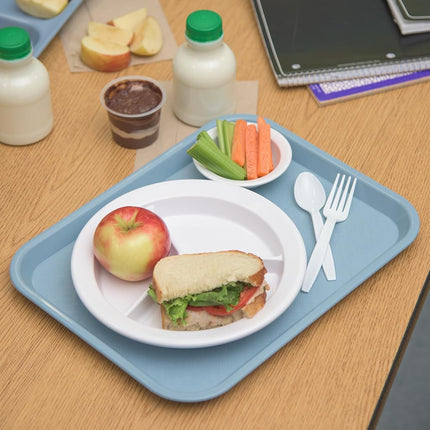 Carlisle FoodService Products Cafe Fast Food Cafeteria Tray with Patterned Surface for Cafeterias, Fast Food, and Dining Room, Plastic, 10x14 Inches, Slate Blue (One Tray Only)