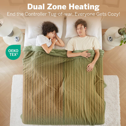 Serta Heated Blanket, Eletric King Size Blanket, Soft, Warm, Fuzzy Heating Blanket King for Office, Couch, 1-12 hr Auto Shut Off Timer, 10 Lv Heat Setting, ETL Certified, King 100" x 90" Sage