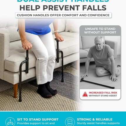 Stander EZ Stand-N-Go, Adjustable Standing Mobility Aid, Chair Assist Grab Bars, Ergonomic Stand Assist Handles (Eligible for VAT Relief in the UK)