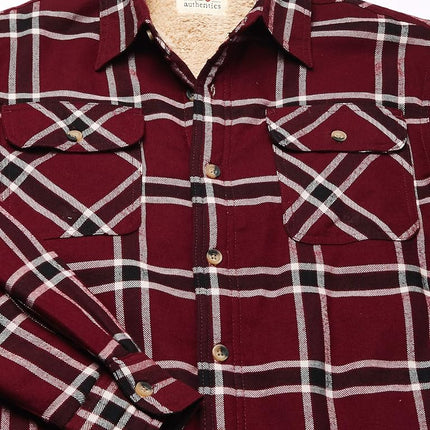 Wrangler Authentics Men's Long Sleeve Sherpa Lined Shirt Jacket Button, Tawny Port, S