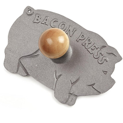Norpro Cast Iron Pig Shaped Bacon Press with Wood 