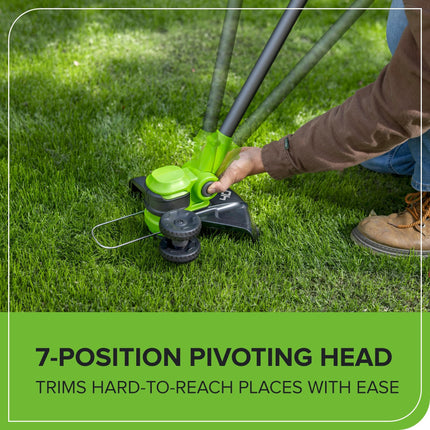 Greenworks 40V 13" Cortabordes/Bordeadora Inalámbrica 2 en 1 con 20 Cuchillas, de Alta Resistencia para Maleza/Matorrales Gruesos, Bordea Vallas/Aceras, Ligera Sin Gasolina, Batería y Cargador No Incluidos