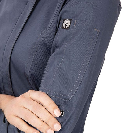 Chef Works Women's Hartford Chef Coat Jackets, Blue, XS