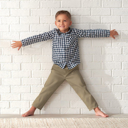 Gerber Baby and Toddler Boys Long Sleeve Button Up Plaid Shirt, Blue Plaid, 5T