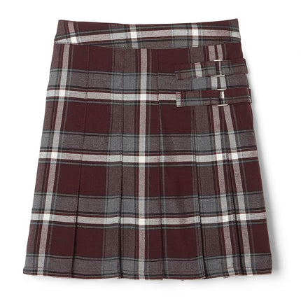 French Toast Big Girls' Plaid Pleated Scooter, Burgundy, 10