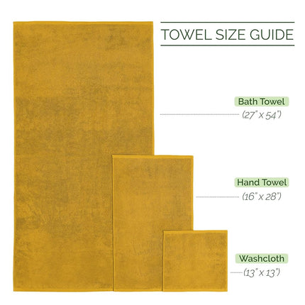 Elegant Comfort 4 Lines Viscose Stripe 6-Piece Premium Towel Set - 100% Turkish Cotton High Absorbent Luxury Bathroom Towels – Includes 2 Washcloths, 2 Hand Towels and 2 Bath Towels Set, Gold