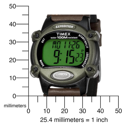 Timex Expedition Digital Chrono Alarm Timer 39mm Watch, Brown/Black/Green, One Size, Expedition Chrono Alarm Timer Full