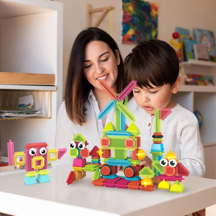 Picasso Toys112pcs Hedgehog Blocks STEM Building Tiles Set Construction Learning Toy Stacking Interlock Block, Bristle, Creativity Beyond Imagination, Inspirational, Recreational, Educational PTB112