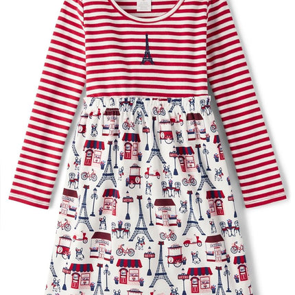 Robes décontractées à manches longues Gymboree pour filles et jeunes enfants, rouge gala, 10
