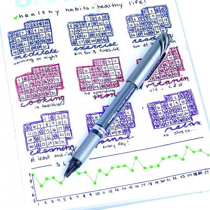 Pentel Energel BL27-A Roller Ball Pen (Medium) - Black (Pack of 12 pens)