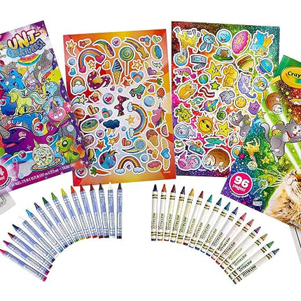 Crayola Uni-Creatures & Cosmic Cats Coloring Book Set - 2 Pack (96pgs), Animal Sticker Sheet, Metallic Crayons & Glitter Crayons