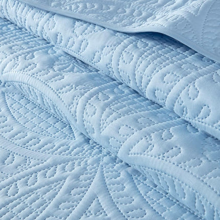 Chezmoi Collection Austin 3-Piece Oversized Bedspread Coverlet Set (Queen, Chambray Blue)