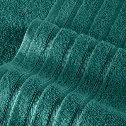 Elegant Comfort 4 Lines Viscose Stripe 6-Piece Premium Towel Set - 100% Turkish Cotton High Absorbent Luxury Bathroom Towels – Includes 2 Washcloths, 2 Hand Towels and 2 Bath Towels Set, Turquoise