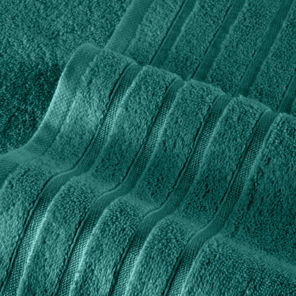 Elegant Comfort 4 Lines Viscose Stripe 6-Piece Premium Towel Set - 100% Turkish Cotton High Absorbent Luxury Bathroom Towels – Includes 2 Washcloths, 2 Hand Towels and 2 Bath Towels Set, Turquoise