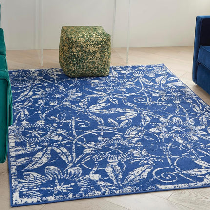 Nourison Whimsicle Floral Navy 6' x 9' Area Rug, Easy Cleaning, Non Shedding, Bed Room, Living Room, Dining Room, Kitchen (6x9)