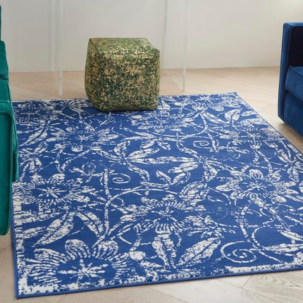 Nourison Whimsicle Floral Navy 6' x 9' Area Rug, Easy Cleaning, Non Shedding, Bed Room, Living Room, Dining Room, Kitchen (6x9)