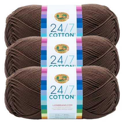 (3 Pack) 24/7 Cotton Yarn, Café Au Lait