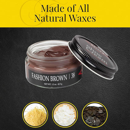Kelly's Shoe Polish 1.5 oz - Professional Grade Shoe Cream - Condition, Recolor, Polish Leather - Multiple Colors Available, Fashion Brown, 1.5 Ounces
