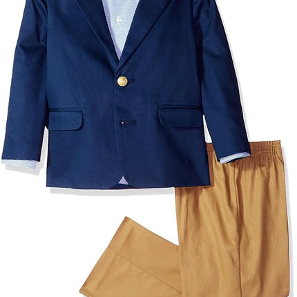 IZOD Boys 4-Piece Suit Set with Dress Shirt, Bow Tie, Pants, and Jacket, Dark Blue, 5