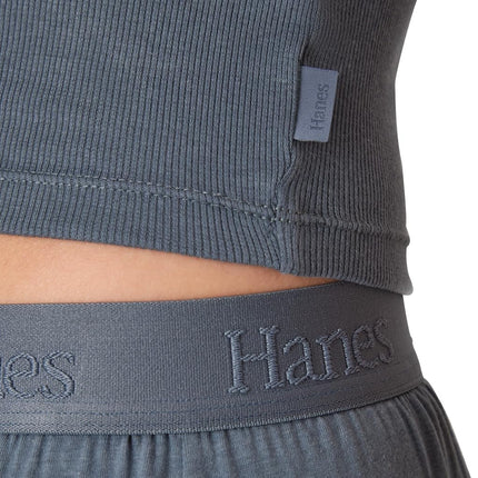 Hanes Women's Originals Supersoft Comfywear 2 Piece Crop Tank & Lounge Pants Loungewear Set, Stargazer Grey/Stargazer Grey, Large