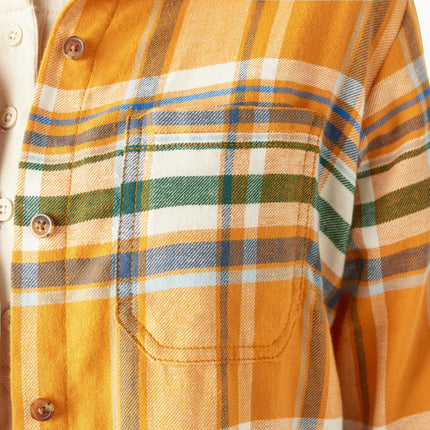 Camisa de manga larga a cuadros Dickies para mujer, oro inca, pequeña