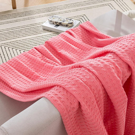 Elegant Comfort Premium 100% Cotton Waffle Blanket - Lightweight Breathable Waffle Weave Bed Blanket - Soft and Warm All Season Blanket for Couch, Sofa and Bed, Twin Size 68x88 Inches, Coral