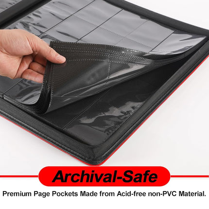 Premium 2000 Pocket Card Binder - 20 Pocket Trading Card Binder with Sleeves Fits 2000 Cards, Ringless Card Album for TCG - Model A，Classic Red