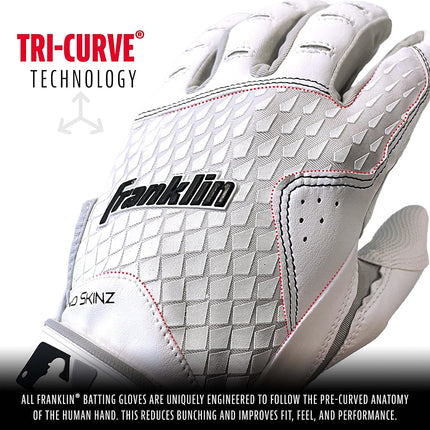 Franklin Sports 2nd-Skinz Batting Gloves - White/Navy, Youth X-Small