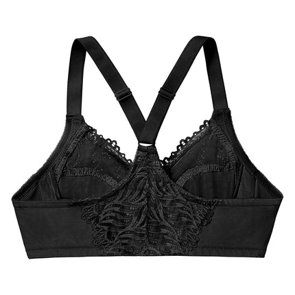 Glamorise Front-Closure T-Back Wonderwire Underwire Bra 1246 (Women's & Women's Plus) Black