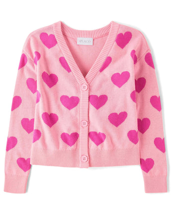 The Children's Place Girls' V-Neck Cardigan, Pink 