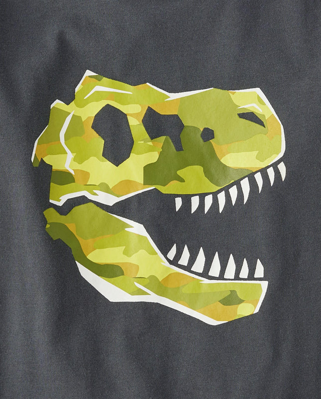 The Children's Place Baby and Toddler Boys' Dino Short Sleeve Graphic T-Shirts, Multipack, Iguana/Camo Dino/Smart Cool, 4T