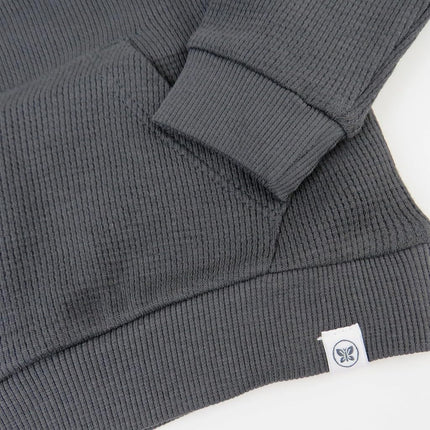 HonestBaby Baby Comfy Crew Sweatshirt with Pockets 100% Organic Cotton for Toddler, Boys, Girls, Blackened Pearl, Newborn
