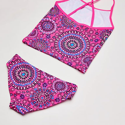 Traje de baño tipo tankini Kanu Surf Melanie Beach Sport de 2 piezas para niña, UPF 50+, con banda, color rosa Melanie, 3T