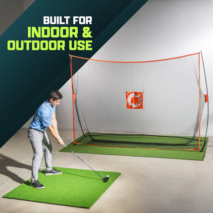 GoSports 10 ft x 7 ft Golf Practice Hitting Net - Personal Driving Range for Indoor or Outdoor Practice