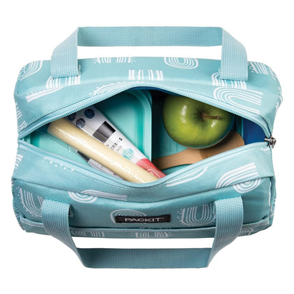 PackIt Freezable Hampton Tote Bag - Insulated Picnic Lunch Cooler Bag for Travel & On-The-Go, Gel-Lined Walls Chill Meals & Drinks for Hours, Comfortable Shoulder Straps, Zip Closure. Desert Arch Blue