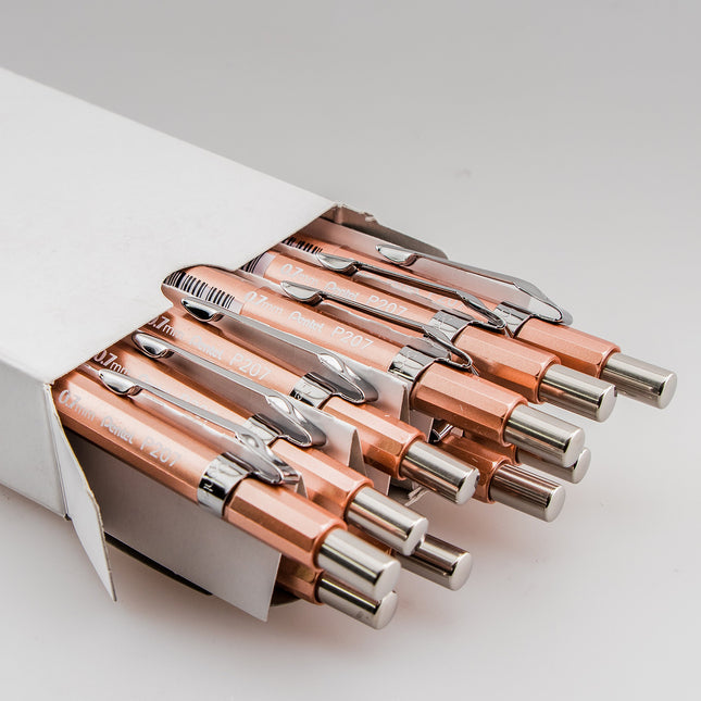 Pentel Sharp Mechanical Pencil, 0.7mm Metallic Copper Barrel, Box of 12 (P207MY)