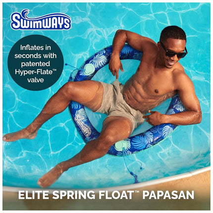SwimWays Elite Spring Float Papasan Pool Lounger, Inflatable Pool Floats with Fast Inflation, Pool Lounge Chair for Adults up to 250 lbs