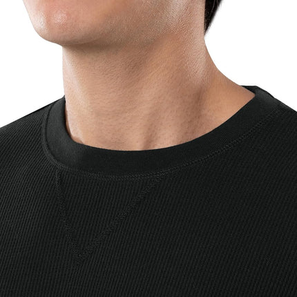Conjunto de pijama de camiseta de cuello redondo de punto gofre y pantalón jogger para hombre IZOD, negro, XXL