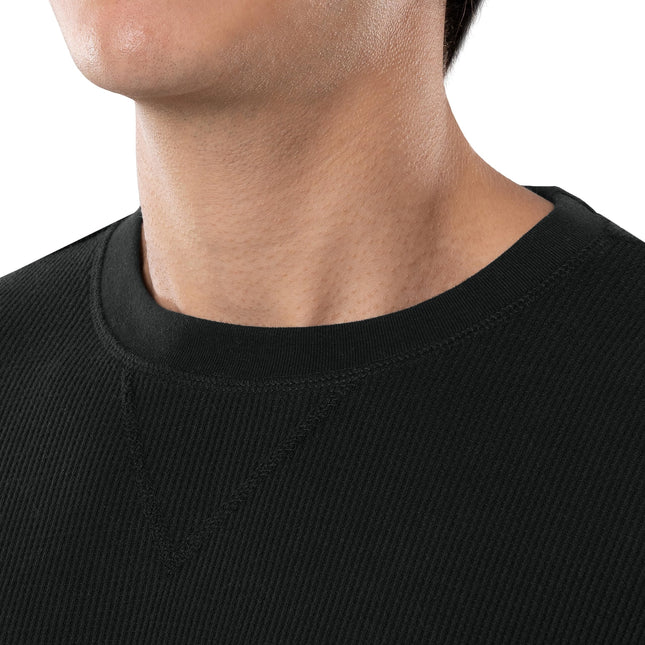 Conjunto de pijama de camiseta de cuello redondo de punto gofre y pantalón jogger para hombre IZOD, negro, XXL