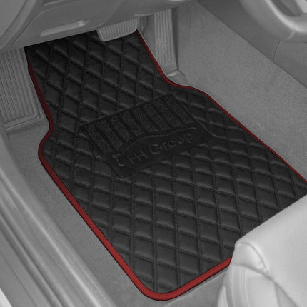 FH Group F12003BURGUNDY Universal Fit Diamond Pattern Faux Leather Beige Automotive Floor Mats fits most Cars, SUVs, and Trucks