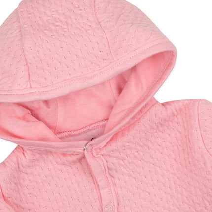 HonestBaby Organic Cotton Matelasse Snap-Front Hooded Jacket, Pink, 24 Months